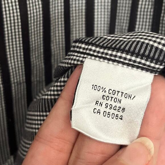 Bugatchi Uomo Dot Stripe Button Up Black Mens Shirt Sz XL Long Sleeve Contrast - Picture 11 of 12